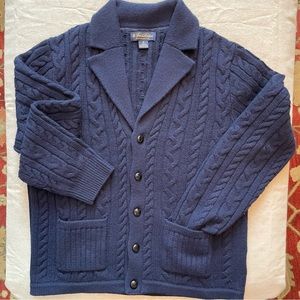 Brooks Brothers Cashmere Blend Cable Knit Cardigan Blazer, navy, M